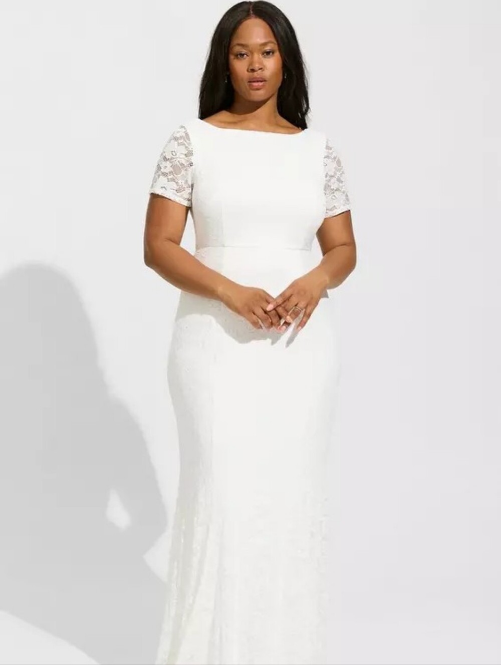 Torrid Ivory Lace Short-Sleeve Wedding Gown